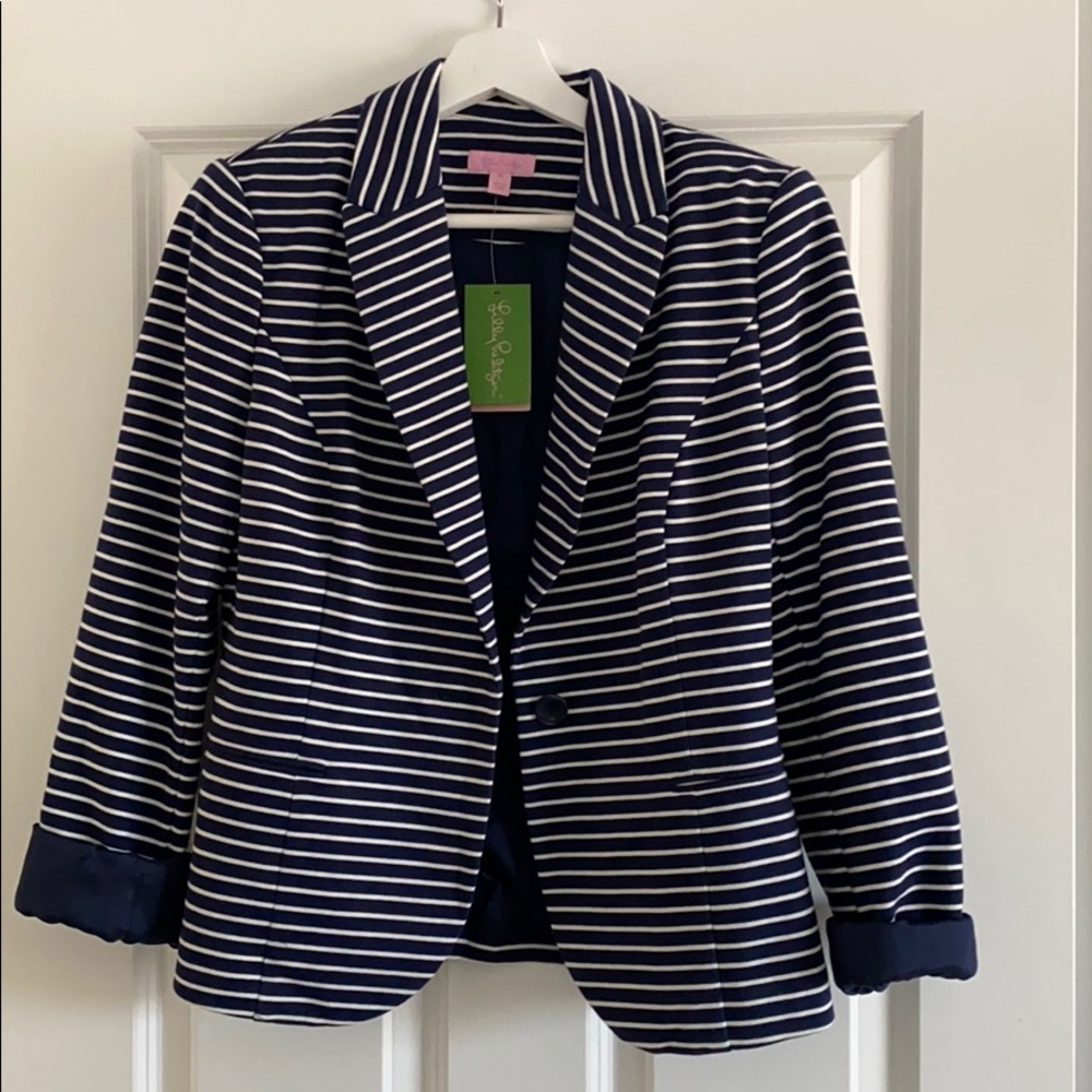 Lilly Pulitzer Navy and white stripe blazer NWT